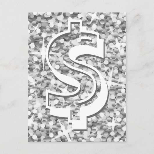 Glitz "Silver" dollar "$" briefkaart (Voorkant)