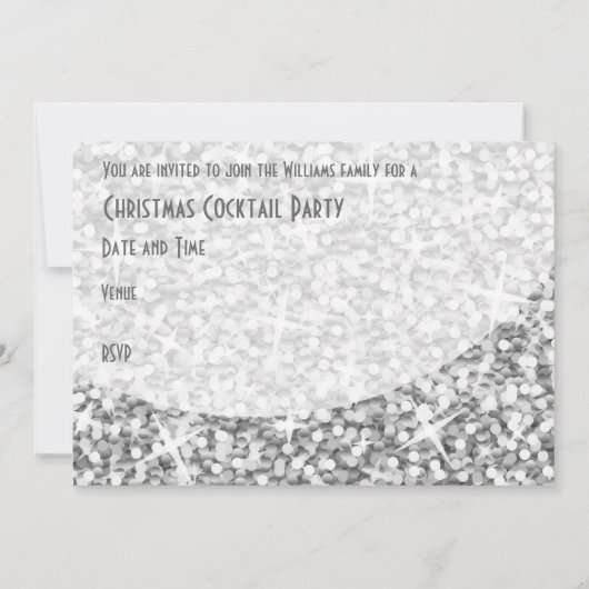 Glitz "Silver"-kromme "Kerstfeest"-uitnodiging Kaart (Achterkant)