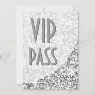 Glitz "Silver"-kromme "VIP Pass"-uitnodiging Kaart