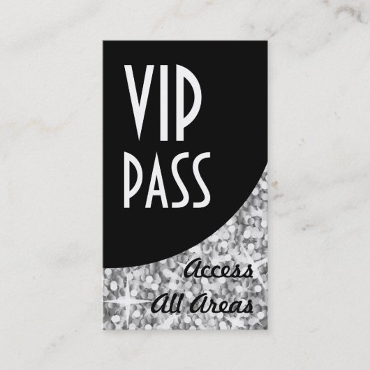 Glitz Silver 'VIP Pass' Black Curve-visitekaartje Visitekaartje (Voorkant)