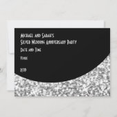Glitz "Silver" zwarte kromme "Party!" uitnodiging (Achterkant)