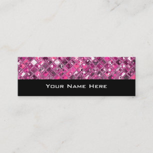 Glitz Tiles Hot Pink 1 dun zwart Mini Visitekaartje