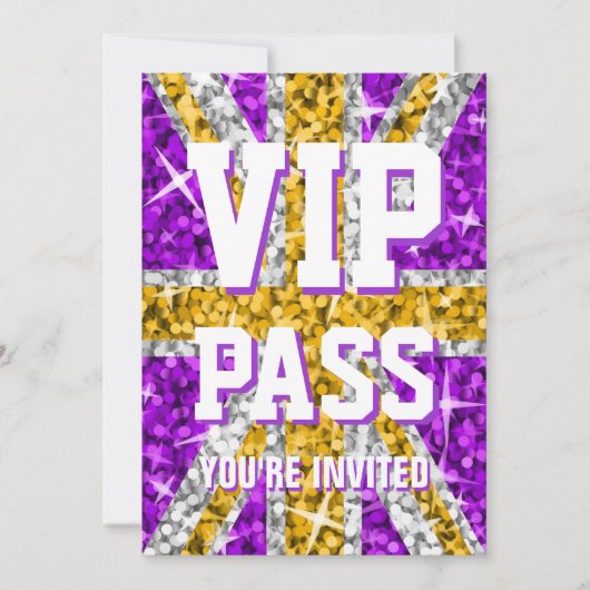 Glitz UK Gold 'VIP PASS'-uitnodiging Kaart (Voorkant)