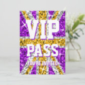 Glitz UK Gold 'VIP PASS'-uitnodiging Kaart (Staand voorkant)