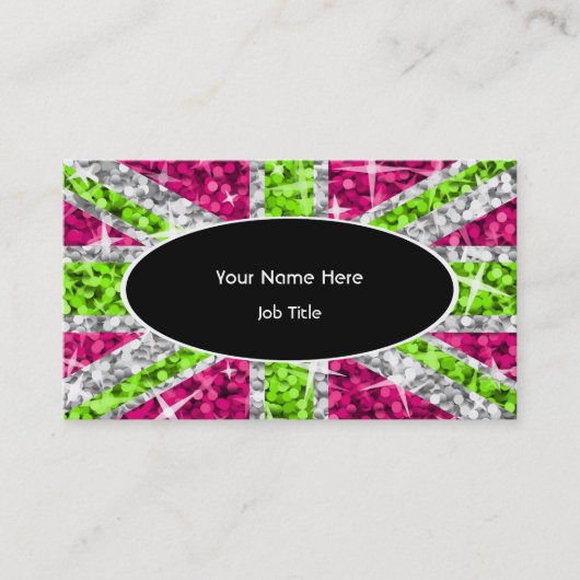 Glitz UK Lime noir ovale modèle de carte de visite (Devant)
