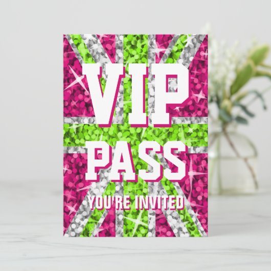 Glitz UK Limoen "VIP PASS"-uitnodiging Kaart (Staand voorkant)