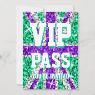 Glitz UK Paarse "VIP PASS"-uitnodiging Kaart