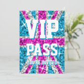 Glitz UK Pink "VIP PASS"-uitnodiging Kaart (Staand voorkant)