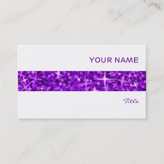 Glitz violet carte de visite rayé blanc (Devant)