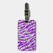 Glitz Zebra Paars "text"-bagagelabel Bagagelabel (Voorkant verticaal)