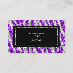 Glitz Zebra Paarse rechthoek visitekaartje zwart