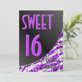 Glitz Zebra Purple courbe "Sweet 16" invitation (Debout devant)