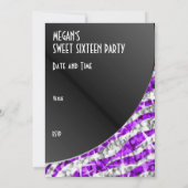 Glitz Zebra Purple courbe "Sweet 16" invitation (Dos)