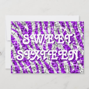 Glitz Zebra Purple invitation "Sweet sixteen"