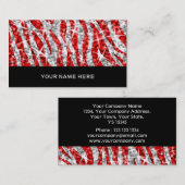 Glitz Zebra Rood visitekaartje zwart (Voorkant / Achterkant)