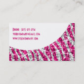 Glitz Zebra rose blanche carte de visite (Dos)