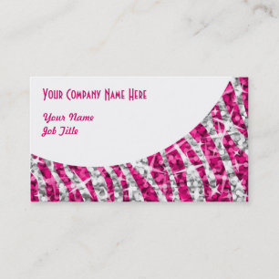 Glitz Zebra rose blanche carte de visite