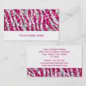Glitz Zebra rose carte de visite blanc (Devant / Derrière)