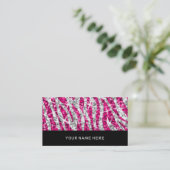 Glitz Zebra rose carte de visite noir (Debout devant)