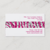 Glitz Zebra rose rayure carte de visite blanc (Dos)