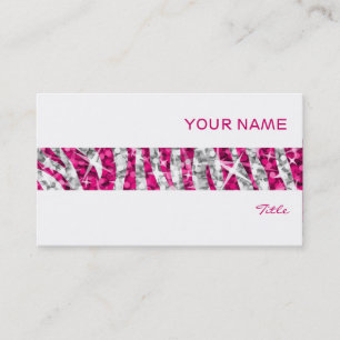 Glitz Zebra rose rayure carte de visite blanc