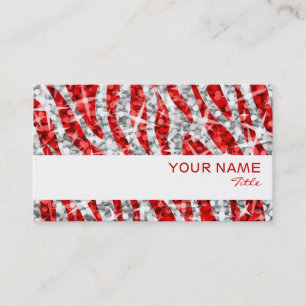 Glitz Zebra Rouge carte de visite Bande blanche