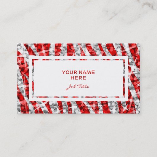 Glitz Zebra Rouge rectangle carte de visite blanc (Devant)