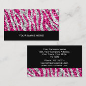 Glitz Zebra Roze visitekaartje zwart (Voorkant / Achterkant)