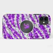 Glitz Zebra violet coque iphone monogramme noir (Dos (Horizontal))