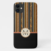 Glitzy Animal Print Stripes Koper Glitter Case-Mate iPhone Case (Achterkant)