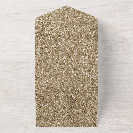 Glitzy Antiek Gold Glitter      All In One Uitnodiging (Buitenkant)
