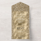 Glitzy Antiek Gold Glitter      All In One Uitnodiging (Binnen)