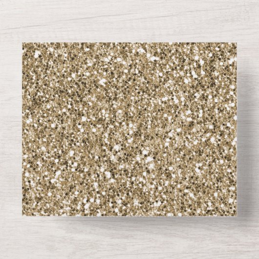 Glitzy Antiek Gold Glitter      All In One Uitnodiging (Achterkant)