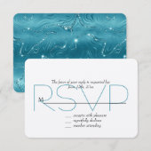 Glitzy Aqua Blue RSVP (Devant / Derrière)