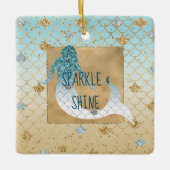 Glitzy Aqua Mermaid Blue Glitter Keramisch Ornament (Voorkant)