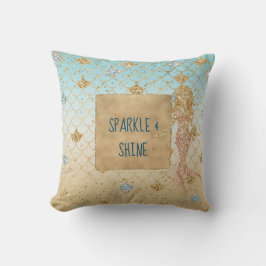 Glitzy Aqua Mermaid Blush Gold Glitter         Kussen