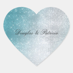 Glitzy Aqua Ombre Sparkle Hart Sticker