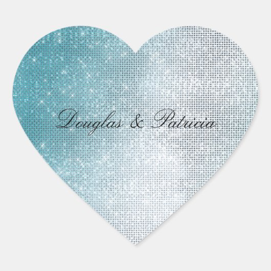 Glitzy Aqua Ombre Sparkle Hart Sticker (Voorkant)