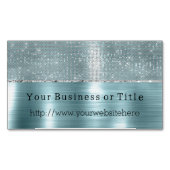 Glitzy Aqua Silver Sparkle Magnetisch Visitekaartje (Voorkant)
