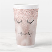 Glitzy Black Eyelashes Blush Pink Glitter    Latte Mok (Voorkant)