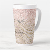 Glitzy Black Eyelashes Blush Zebra Glitter     Latte Mok (Rechterhoek)