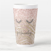 Glitzy Black Eyelashes Blush Zebra Glitter     Latte Mok (Voorkant)
