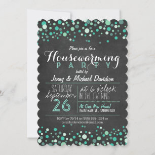 Glitzy Blauwgroen groen schoolbord housewarming pa Kaart