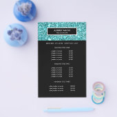 Glitzy Blue Glitter Salon Pricing & Services Flyer (Enkel)