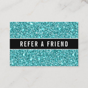 Glitzy Blue Glitter Salon Referral Klant Visitekaartje