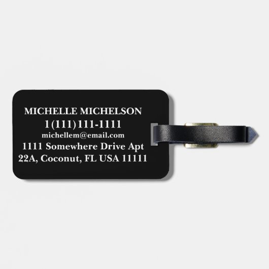 Glitzy Blue Script Monogramed Bagagelabel (Achterkant horizontaal)