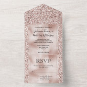 Glitzy Blush Pink Glitter   All In One Uitnodiging (Binnen)