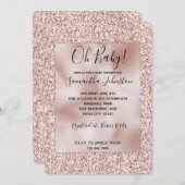 Glitzy Blush Pink Glitter Baby shower Kaart (Voorkant / Achterkant)