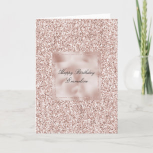 Glitzy Blush Pink Glitter Birthday   Kaart