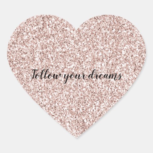 Glitzy Blush Pink Glitter Hart Sticker (Voorkant)
